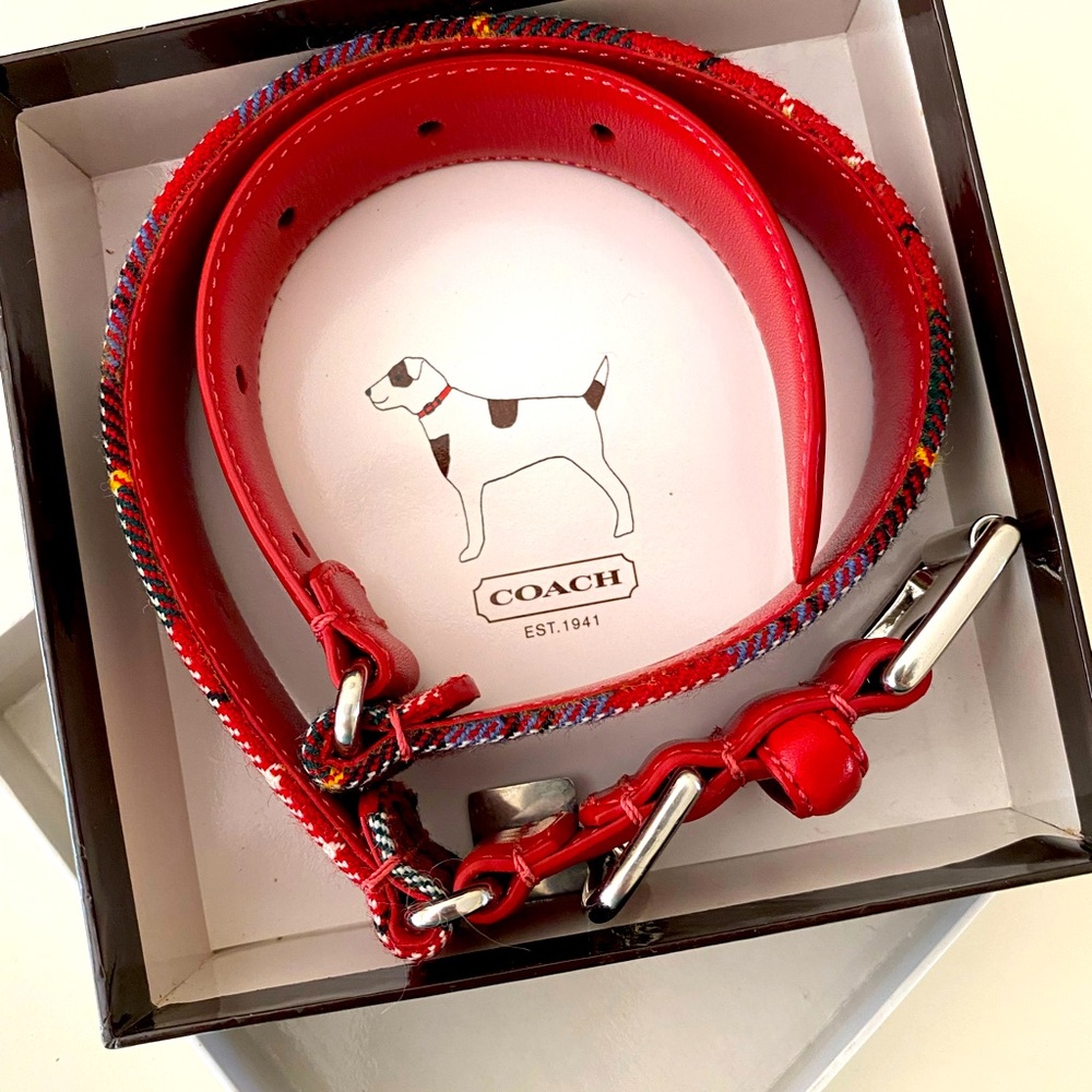 Tartan and leather dog collar